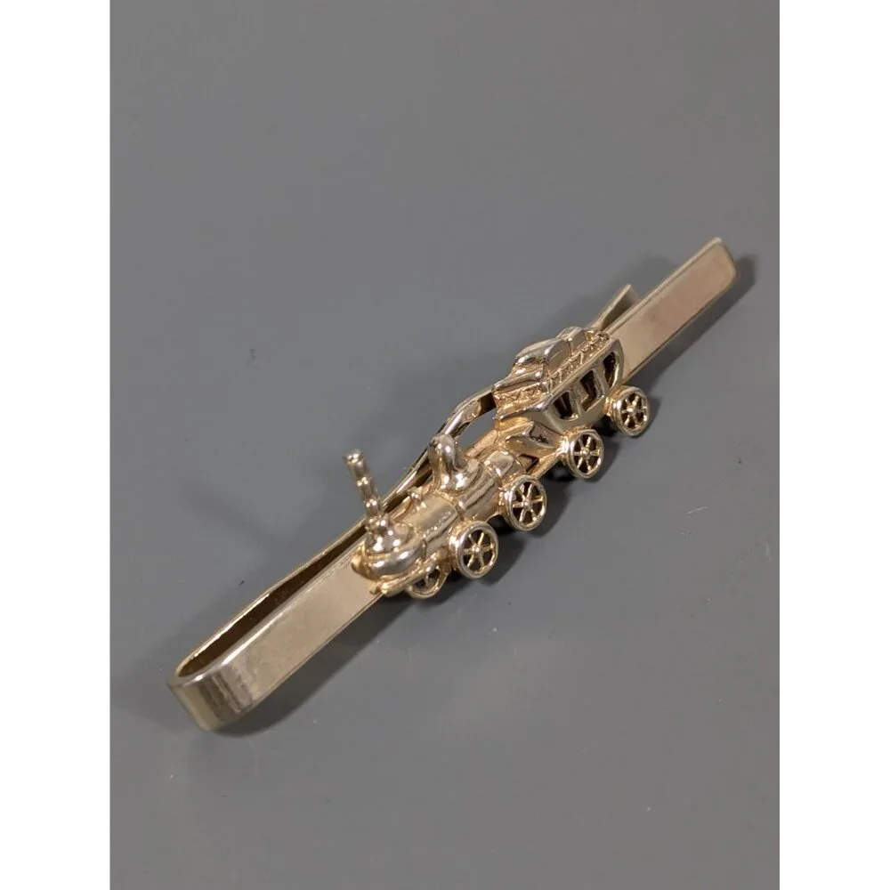 Vintage Pioneer Wagon Money Clip‎ Gold Tone Mens